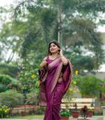 Pink Raw Silk Saree With All Over Zari Weaving Pattern With Running Blouse Piece