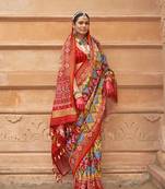 Multi colour patola print silk Blend ceremonial saree