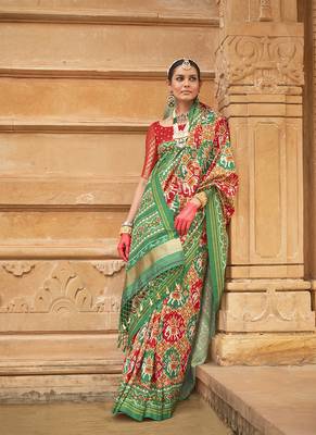 Multi colour patola print silk blend saree 1