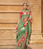 Multi colour patola print silk blend saree