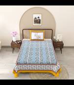 Perky parrots blue pure cotton single bedsheet