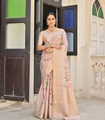 Chiku Soft Cotton Silk Saree With Zari Weaving Pallu And Border With Blouse
