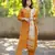 embroidered yellow kurta set with cotton lining
