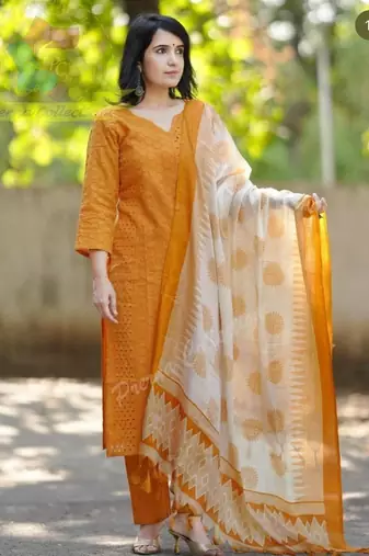 embroidered yellow kurta set with cotton lining