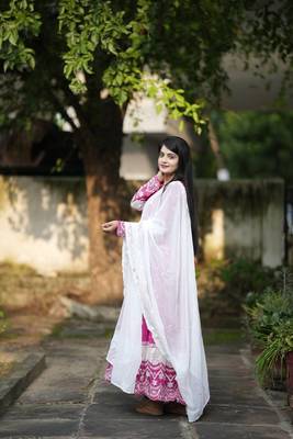 Pink Colour Embroidered SILK Party Wear SALWAR SUIT SET 6