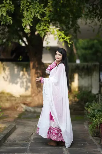 Pink Colour Embroidered SILK Party Wear SALWAR SUIT SET