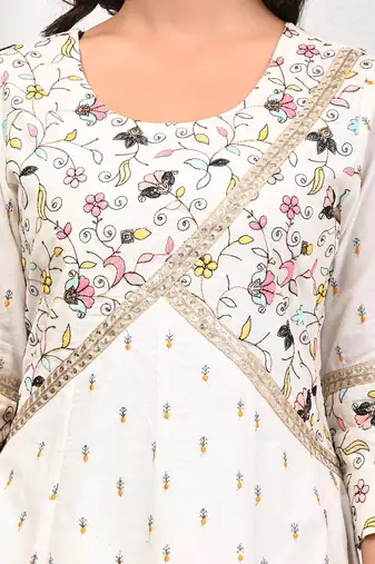 White anarkali two piece set: simplicity in cotton