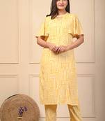 Yellow rayon elegant kurti pant set
