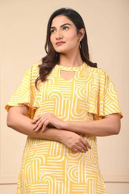 Yellow rayon elegant kurti pant set 2