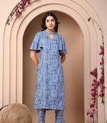 Blue rayon elegant kurti pant set