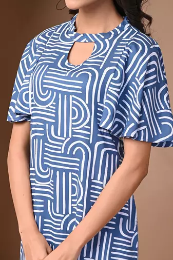 Blue rayon elegant kurti pant set