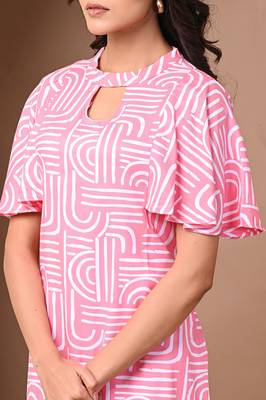 Pink rayon elegant kurti pant set 3