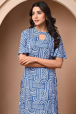 Blue rayon elegant kurti pant set 5