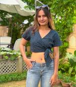 Black cotton block printed top