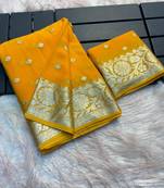 Orange Viscose Jari Weaving Soft Silk Saree 