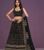  Amazing Black Sequins Embroidery Work Lehenga Choli With Dupatta 