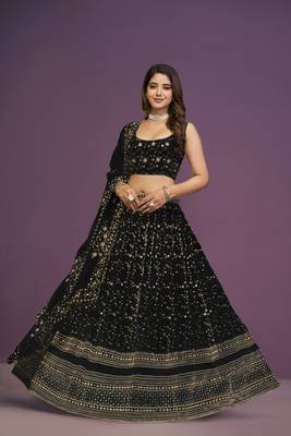  Amazing Black Sequins Embroidery Work Lehenga Choli With Dupatta  2