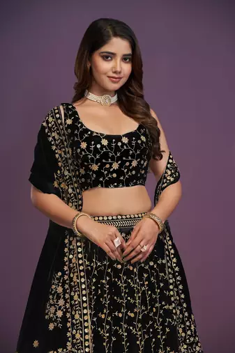  Amazing Black Sequins Embroidery Work Lehenga Choli With Dupatta 
