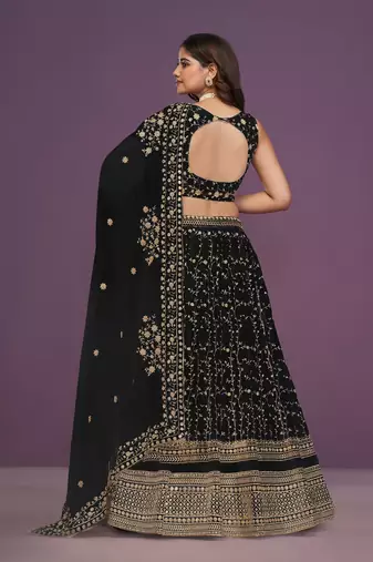  Amazing Black Sequins Embroidery Work Lehenga Choli With Dupatta 