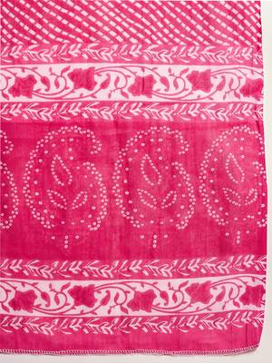 Pink Printed Pure Cotton Straight Kurti Pant and Dupatta Set 5