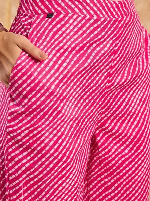 Pink Printed Pure Cotton Straight Kurti Pant and Dupatta Set 6