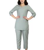 Aqua polka-dot rayon night suit set