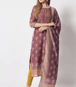 American brown embellished silk blend  Kurta pant  with dupatta set
