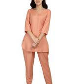 Orange polka-dot rayon night suit set