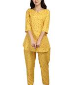 Yellow polka-dot rayon night suit set