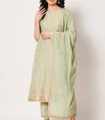 Pista woven silk blend women's kurta, pyjama & dupatta set