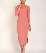 Pink polyester bodycon women's dress