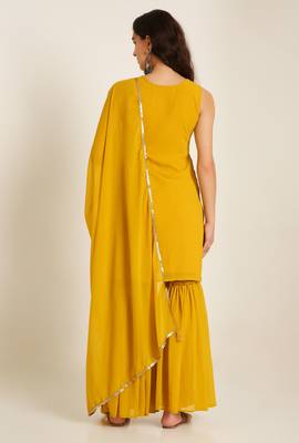 Corn yellow embroidered georgette  Kurta pant and sharara set 2