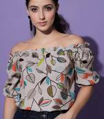 Beach wear half sleeve floral print  women's grey top