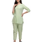 Green polka-dot rayon night suit set
