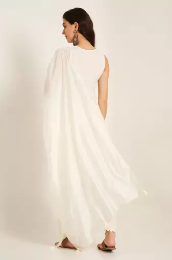 Pearl cream embroidered rayon  Kurta Palazzo and dupatta set