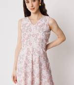 Cream polyester skater women's dress