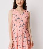 Orange polyester skater women's dress