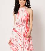 Red viscose flared  dress