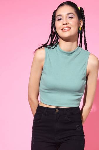 Casual no sleeve solid  women's pista top