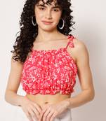 Beach wear no sleeve floral print  women's hot pink top