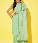 Pale green embroidered rayon women's kurta,palazzo and dupatta set