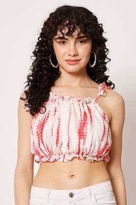 Beach wear no sleeve printed  red top 1