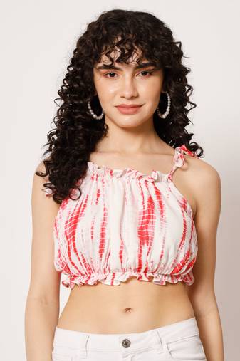 Beach wear no sleeve printed  women's red top