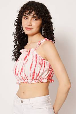 Beach wear no sleeve printed  red top 3