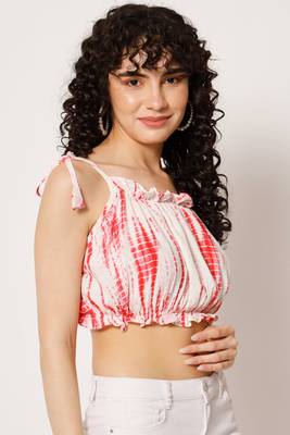 Beach wear no sleeve printed  red top 4