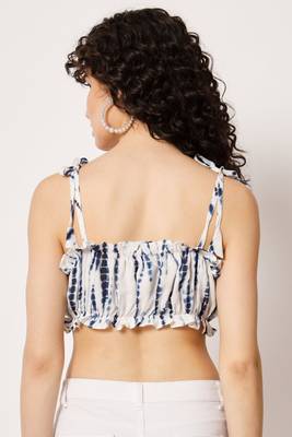 Beach wear no sleeve printed  blue top 2