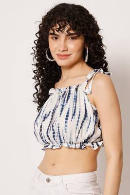 Beach wear no sleeve printed  blue top 3