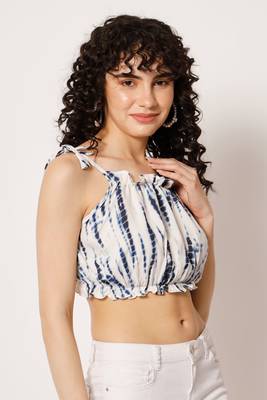 Beach wear no sleeve printed  blue top 4
