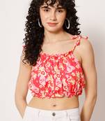 Beach wear no sleeve printed  women's watermelon pink top