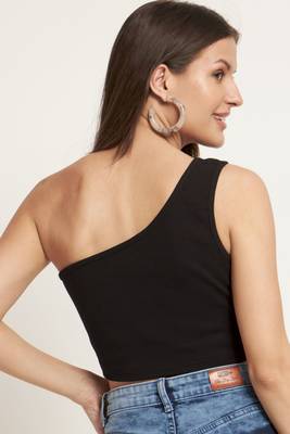 Casual no sleeve solid  black top 2